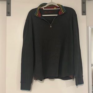 ✨SALE✨Robert Graham Sweater Quarter Zip Pullover LARGE Rainbow Classic Waffle